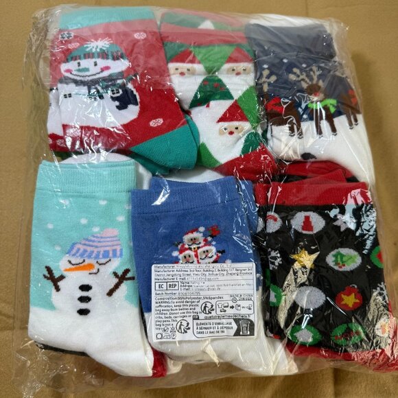 Christmas Snowman Socks Set Festive Holiday Winter OS Bulk Crafts Gifts 30 Pairs - Picture 1 of 7